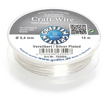 Посеребренная проволока на базе меди Craft Wire 0,4мм на катушке 15м Посеребренная проволока на базе меди Craft Wire 0,4мм на катушке 15м