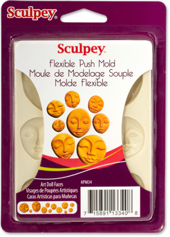 Гибкая форма для слепков Sculpey Flexible Push Mold, кукольные лица Гибкая форма для слепков Sculpey Flexible Push Mold, кукольные лица