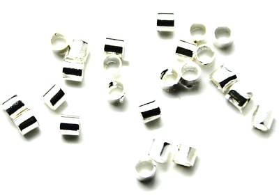 Кримп цилиндрический MonPin 1,5 х 2 мм, (биж.сплав, цвет: серебро, 3 гр.)