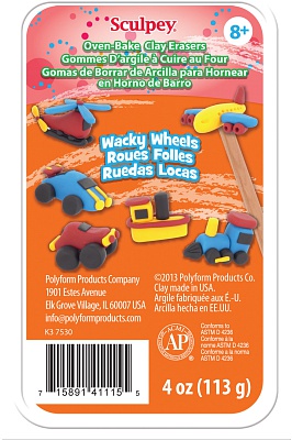    Sculpey Eraser Clay Set, Wacky wheels113